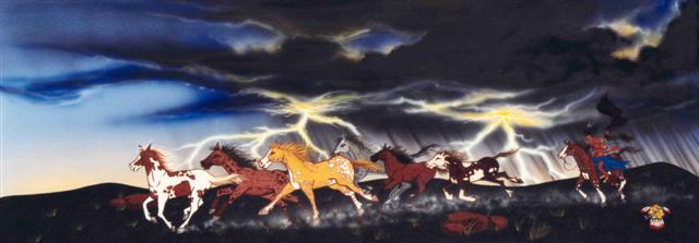 While many students of the horse culture of the Indians believe that the horses which stocked the Plains had been left behind by Coronado, others contend that all his five hundred and fifty-eight horses, two of the mares, were accounted for in his muster roll. These latter authorities believe that horses came from stock-raising settlements in the Southwest. Many of them spread northward through the normal channels of trade, although Indians acquired many by raids on ranches and settlements.